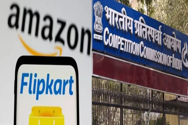 CCI officials present investigation papers targeting Amazon and Flipkart logos on office screens