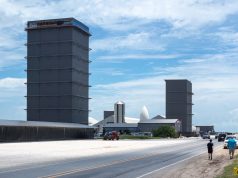 SpaceX Catches Starship Booster With Launch Tower Arms SpaceX Starship rocket booster caught by the arms of the launch tower at the Starbase facility in Texas during a test flight.