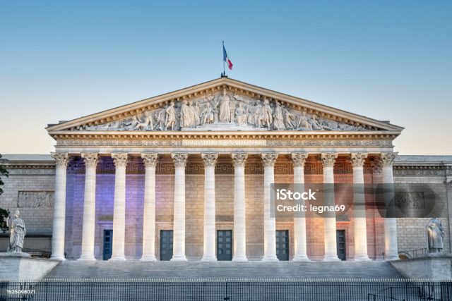 Ballot boxes in a Paris town hall as officials tally votes after the July 7, 2024 runoff