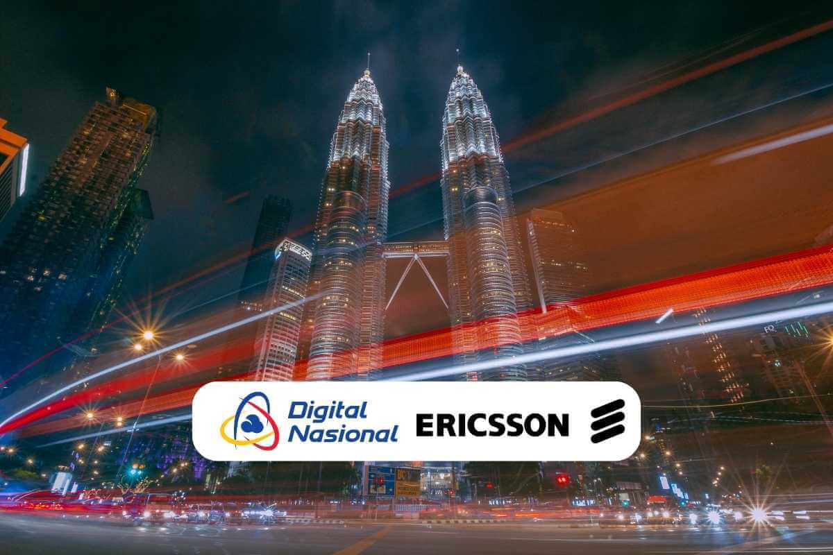 Ericsson Malaysia 5G Network Deployment Ericsson and Digital Nasional Bhd officials shake hands at a signing ceremony for the RM11 billion 5G network project in Malaysia.