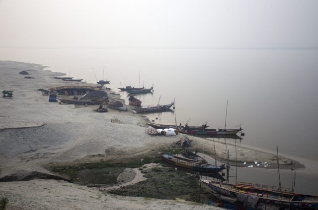 Rescue workers search the Padma River near a submerged bus after a fatal accident in Goalanda Upazila, Rajbari District.