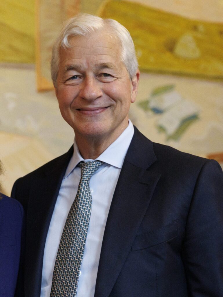 Jamie Dimon, CEO of JPMorgan Chase, speaks at a financial conference as bank stocks decline amid recession warnings.